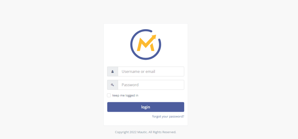 Mautic Login page