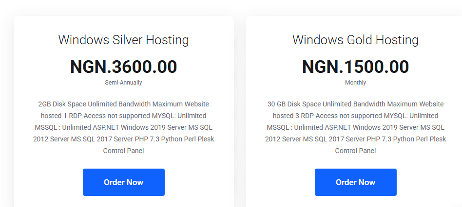 TrueHost Window Server Pricing