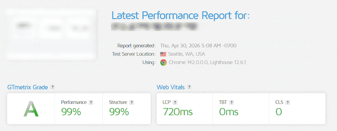 Contabo Page Speed test