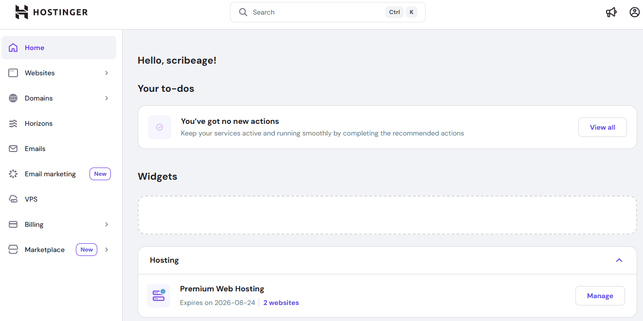 Hostinger hPanel 