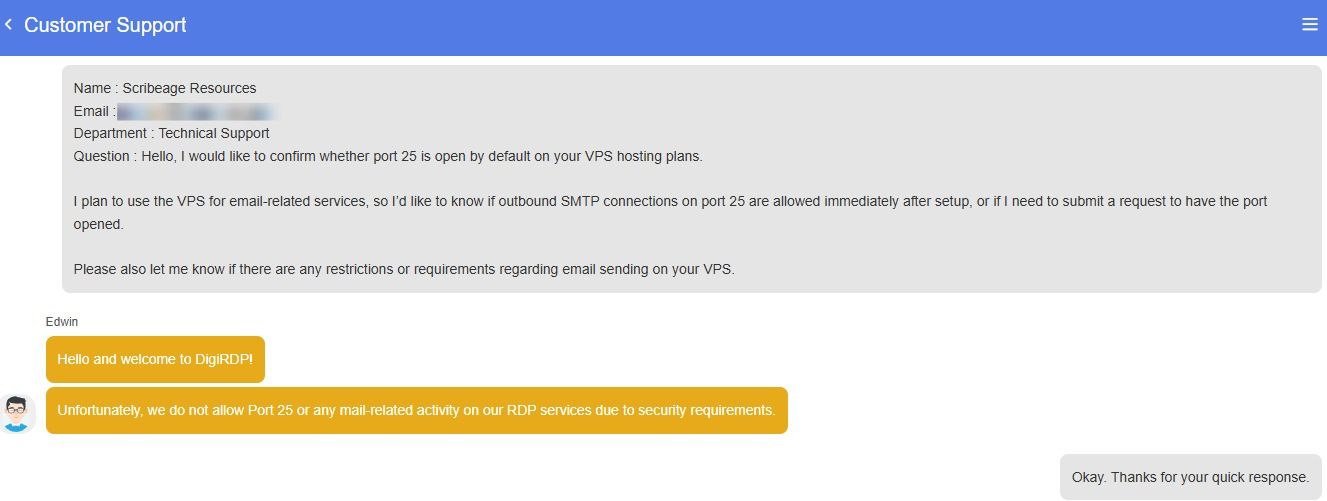 DigiRDP customer support